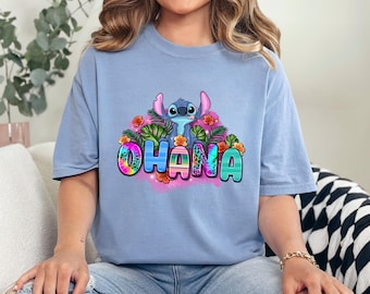 Disney Lilo and Stitch Ohana Summer Time Shirt, Comfort Colors, Cute Stitch Portrait Tee, Disney Summer Shirt, Stitch Summer Tee 163318