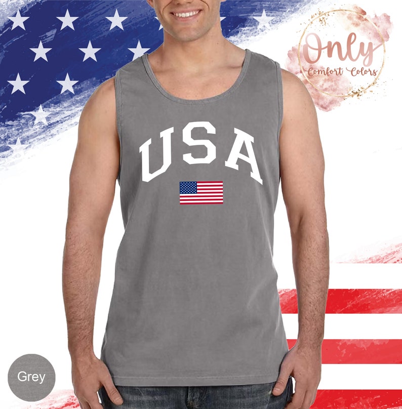 USA Flag Tank Top, Comfort Colors, 4th of July Tank Top, American Flag Tank Top, Veterans day shirt image 5
