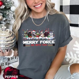 Comfort Colors Star Wars Christmas Shirt, Disney Star Wars Shirt,Star Wars Characters Christmas Tee,Merry Force Be With You, 162360