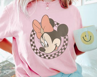 Retro Checkered Mickey and Friends Shirt, Comfort Colors, Retro Disney Trip Shirt, Retro Disney Tee, Disney Matching Tees, 162773