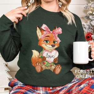 Watercolor Judy Hopps Nick Wilde Heart Sweatshirt, Valentine Zootopia Hoodie, Coquette Bow Zootopia Sweatshirt, Disney Love Crewneck 164491 bild 8