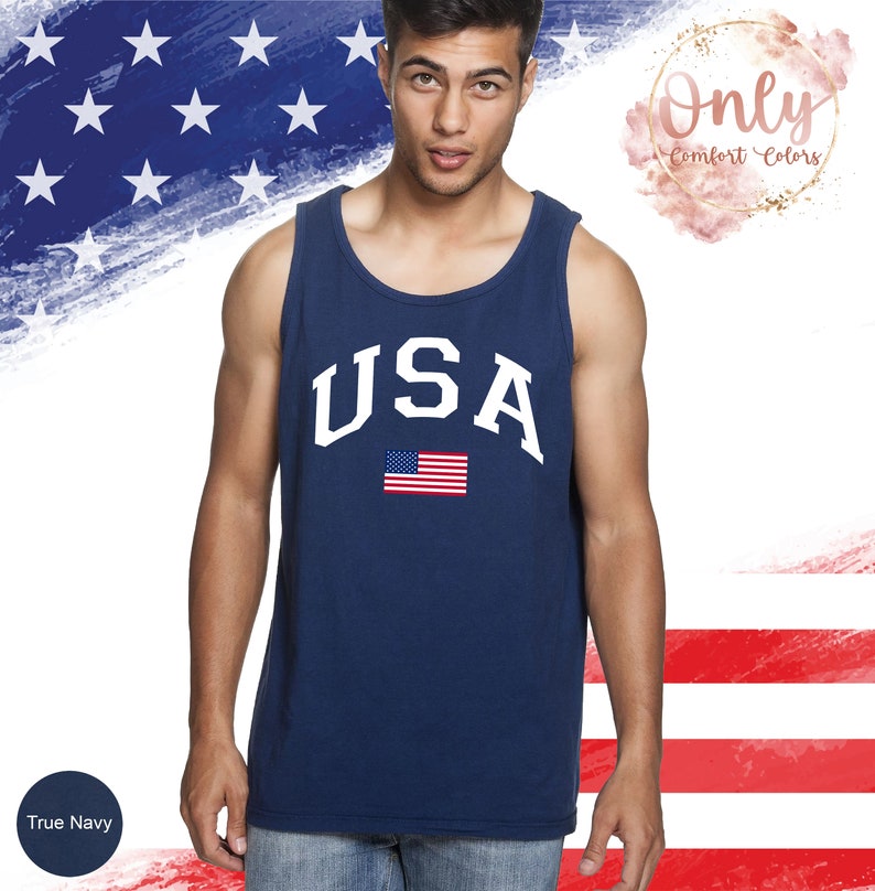 USA Flag Tank Top, Comfort Colors, 4th of July Tank Top, American Flag Tank Top, Veterans day shirt image 2