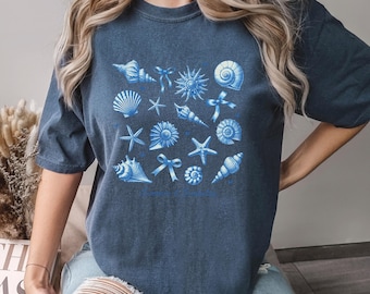 Summer And Seashells Shirt, Comfort Colors, Sea Shell Beach Shirt, Summer Shirt, Ocean Lover Tee, Sea Animal Tee, Beach Woman Shirt 165871