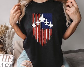 Fighter Jet Airplane American Flag Shirt, Comfort Colors, Air Force Flyover Shirt, 4th of July Shirt,American Flag Shirt 165294