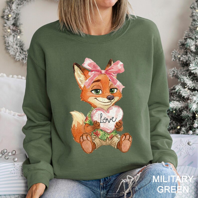 Watercolor Judy Hopps Nick Wilde Heart Sweatshirt, Valentine Zootopia Hoodie, Coquette Bow Zootopia Sweatshirt, Disney Love Crewneck 164491 bild 11