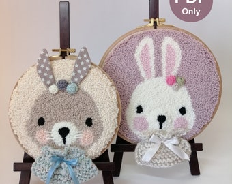 Digital Punch Needle PATTERN--Punch Needle Hoop Bunny