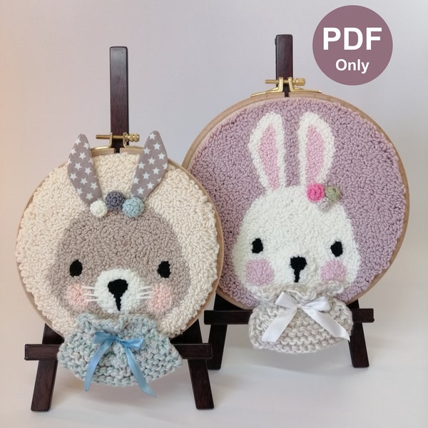 Digital Punch Needle PATTERN--Punch Needle Hoop Bunny