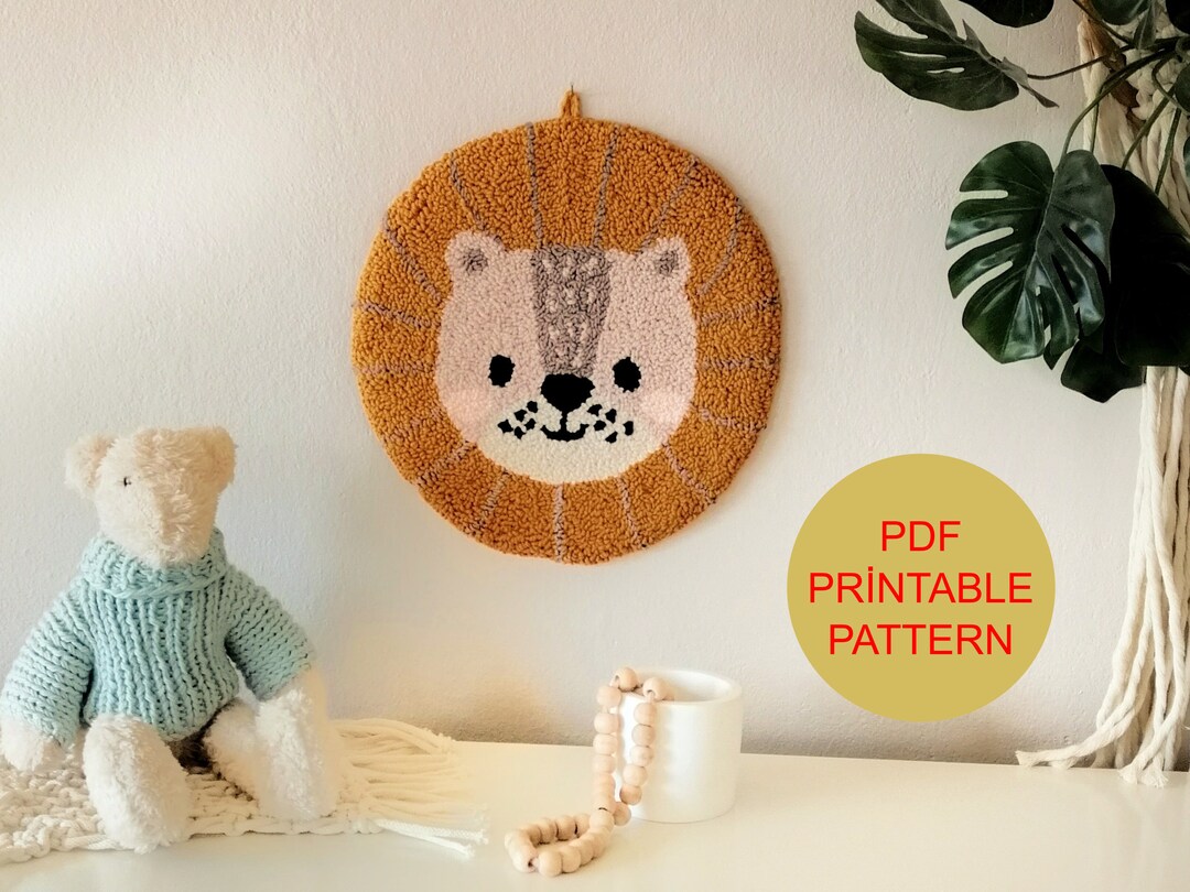 Digital Punch Needle Patternpunch Needle Lion Wall Decoration Etsy