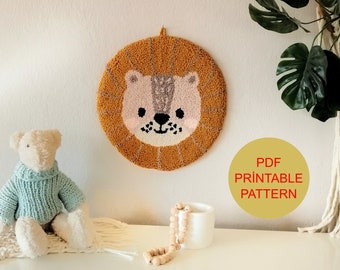 Digital Punch Needle PATTERN--Punch Needle Lion Wall Decoration