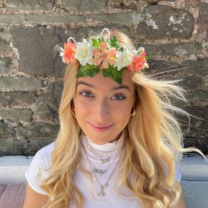 Peaches and Cream Floral Tiara