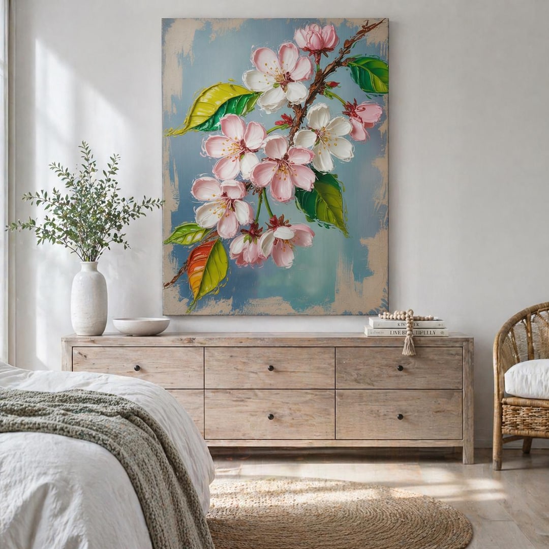 Cherry Blossom Wall Art | Pink Floral Print | Botanical Spring Decor ...