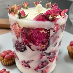 Handcrafted Rustic Botanical Rose Petals Soy Candle