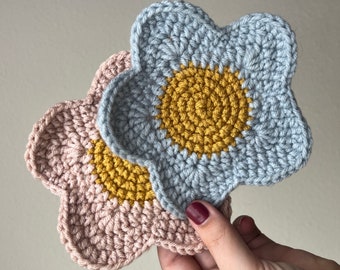 Multicolor Crochet Flower Coasters