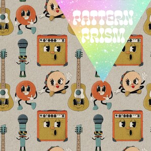Musical Instrument Buddies Seamless Pattern for Fabric and Crafting