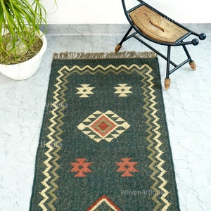 Wool Jute Kilim Rug, Jute Moroccan Rug, Traditional Dhurrie Rug, Chic, Victorian, Jute Kilim Rug, Handwoven Jute Rug, Custom Size Rug