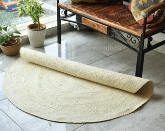 Jute Rug, Natural Jute Round Rug, Bohemian Jute Rug, Custom Size Rug, Boho Decor Jute Rug, White Round Jute Rug, Eco Friendly Rug, Round Rug