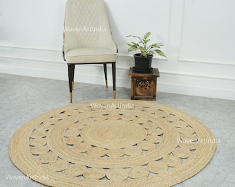 Braided Jute Round Rug, Boho Natural Fiber Doormat, Sustainable, Entryway, Home Decor
