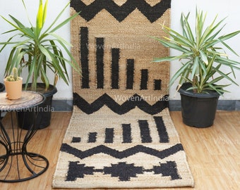 Handmade Natural Fiber Hemp Jute Rug, Stair Area Runner Rug Custom size Eco-Friendly Boho Decor
