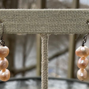 Genuine Blush Freshwater Drop Pearl Earring, Real Baroque Pink Dangle Earring, June Birthstone