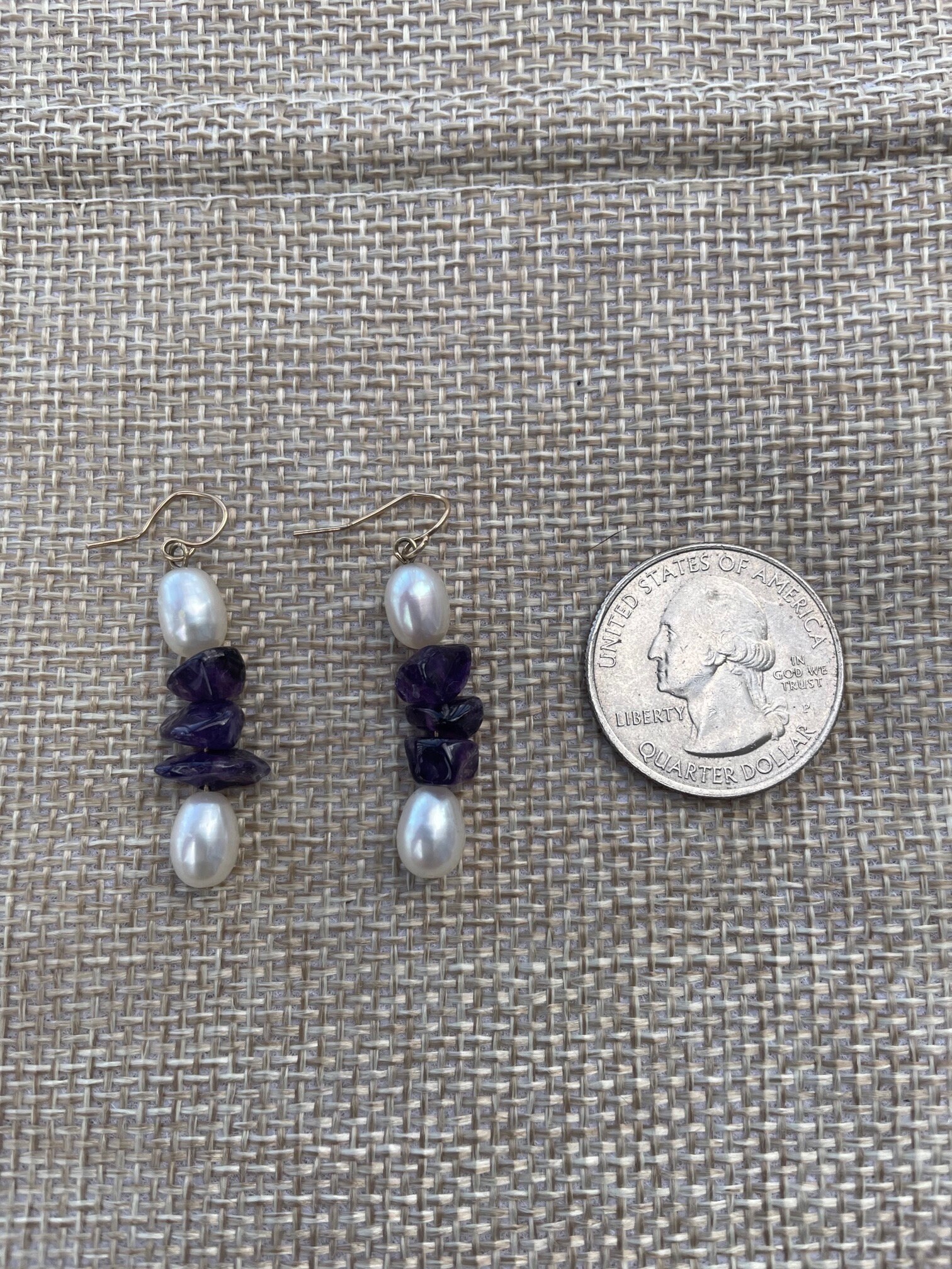 Freshwater Pearl and Amethyst Drop Earrings - Etsy Freshwater Cultured Pearl Drop Earrings w/Natural Amethyst Accents main image 1