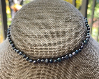 Collar de perlas de agua dulce genuinas para recién nacidos de 10", collar de perlas de bebé gris real de 4 mm, piedra natal de junio
