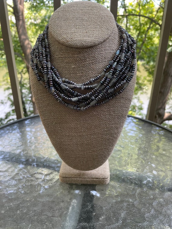 Genuine Black Freshwater Pearl & Labradorite Necklace 16