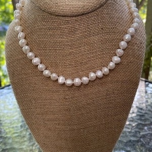 Baroque Pearl Choker, Real Freshwater Pearl Necklace 16", White Pearl Choker, Bridal Choker, Gift for Her, Unisex Necklace