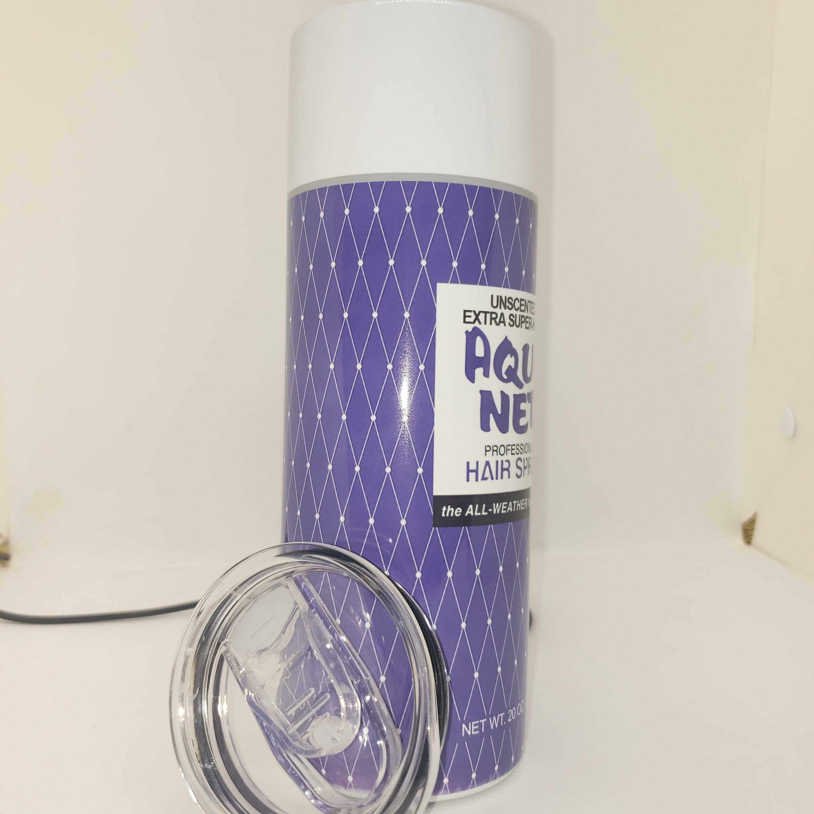 Aqua Net Hairspray Image on an Insulated 20 or 30 Oz. Stainless