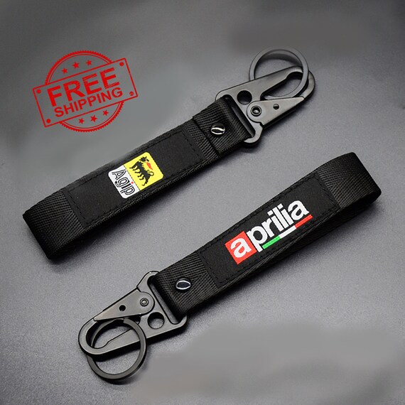 1 stück aprilia agip Keychian Biker Motorrad Marke Brief Bestickt Stoff  Strap Tag Schlüssel HalterRing Autoschlüsselring Racing - .de