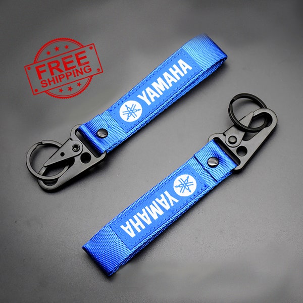 1pc YAMAHA Blue Red Keychian with Free Number tag Biker Motorcycle Brand Letter Fabric Strap Tag Keys HolderRing Car Keyring R1