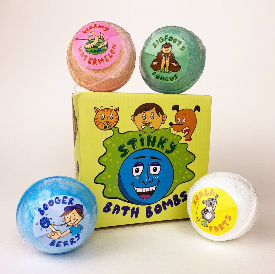 Set of 4 Gift Set Funny Retro 80s Bath Bombs for Kids Boys Men -- Wormy ...