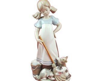 リヤドロ/ナオ 陶器の置物 猫と眠る少女、子猫 #1580 - Etsy 日本