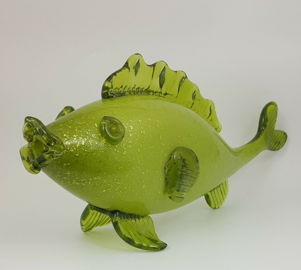 Glass fish green Etsy