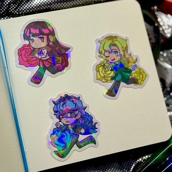 Ib RPG Horror Maker Game Holographic Holo Stickers | Ib | Garry | Mary - Waterproof 2 Inch Stickers