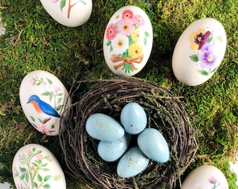 Hand Painted Floral Wooden Eggs