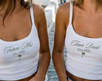 Gepersonaliseerd tanktopje voor een vrijgezellenfeest, tanktopje voor het bruidsteam, tanktopje voor een vrijgezellenfeest, op maat gemaakte topjes voor de bruidsmeisjes, tanktopje met spaghettibandjes voor een vrijgezellenfeest