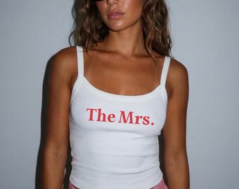 The MRS Tank Top, Bride to Be Tank Top, Custom Bachelorette Gift, Honeymoon Outfit, Wedding Day TShirt, Wifey Vibes MOH Spaghetti Strap Top