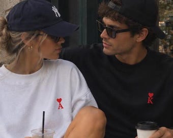 Sweatshirt op maat voor stellen, gepersonaliseerd bijpassend sweatshirt voor je vriend, sweatshirt met ronde hals voor stellen, Valentijnsdagcadeau, kerstcadeau