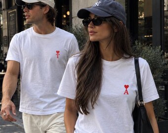 Gepersonaliseerd T-shirt voor stellen, T-shirt als bijpassend cadeau voor je vriend, T-shirt voor Valentijnsdag, jubileumcadeau, verlovingscadeau