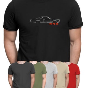 Classic 1968-69 Oldsmobile 442 Cutlass Convertible Outline T-Shirt – Soft Heavyweight Cotton/Poly Shirt - View #3