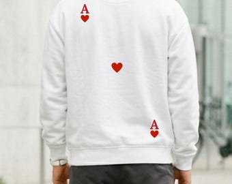 Custom Couple Ace of Hearts Sweatshirt, Couple Personalized Crewneck, Gift for Boyfriend, Unisex Couple Crewneck, Unisex Sweatshirt