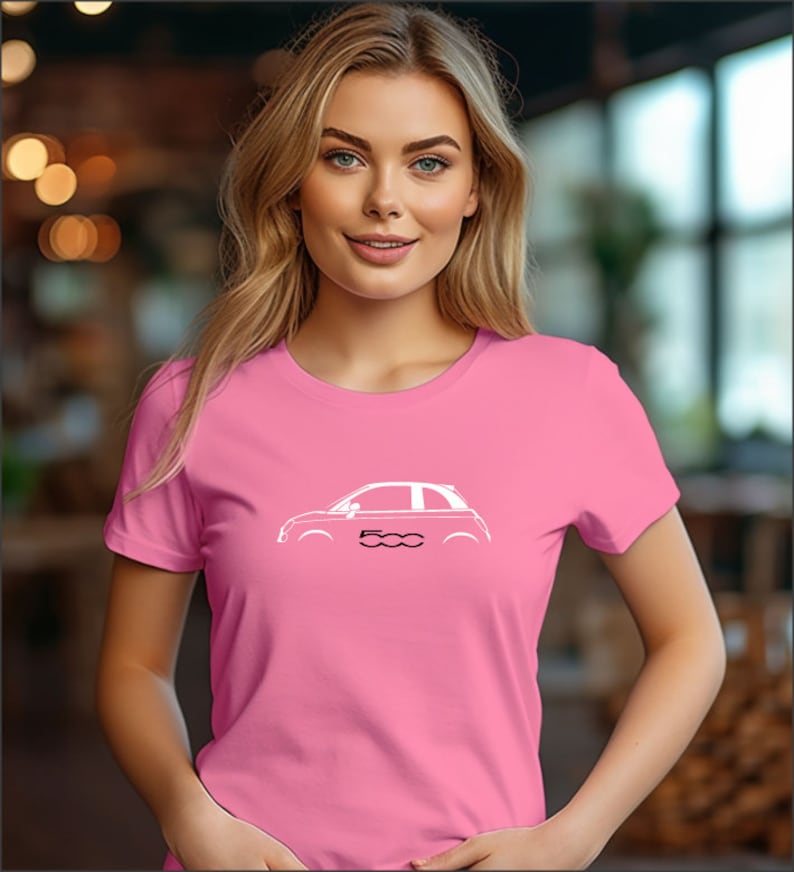 Voor Geïnspireerd Fiat 500 T-shirt Auto cadeau vrouwen Shirt afbeelding 4