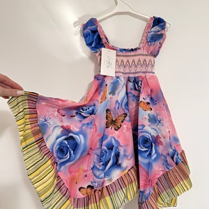 Robe fleurie pour fille, Robe fille 100 % coton, Robe fille de Pâques, Robe fleurie fille printemps, Robe fleurie d'été pour fille, Fabriqué en Italie image 4