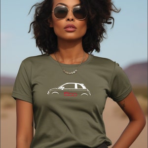 Voor Geïnspireerd Fiat 500 T-shirt Auto cadeau vrouwen Shirt afbeelding 2