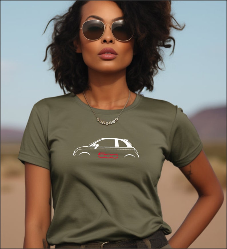 Voor Geïnspireerd Fiat 500 T-shirt Auto cadeau vrouwen Shirt afbeelding 2