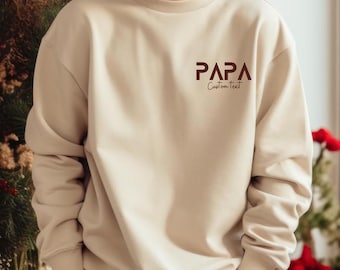 Gepersonaliseerde papa-sweater, papa-shirt, Vaderdagcadeau, aangepaste naam papa ronde hals, zwangerschapsaankondiging, cadeau nieuwe papa, uniseks