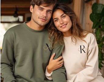 Custom Couple Sweatshirt | Personalized Letters Name Combi Sweatshirt | Trendy Oversized Unisex Sweatshirt | Anniversary Gift, Engagements