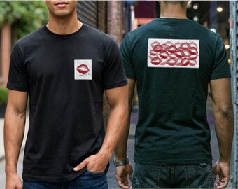Custom Kiss Patch T-Shirt, Personalized Kiss Mark Boyfriend Shirt, Printed & Sewn Patch, Unique Gift for Him, Couple gift t-shirt