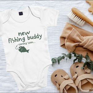 New Fishing Buddy Baby PREMIUM Bodysuit, Custom baby bodysuit, Baby Shower Gift, funny quote baby onesie