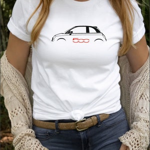 Voor Geïnspireerd Fiat 500 T-shirt Auto cadeau vrouwen Shirt afbeelding 1